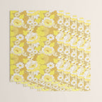 Yellow, Ivory and Brown Retro Flowers Wrapping Paper Gallery Image 3