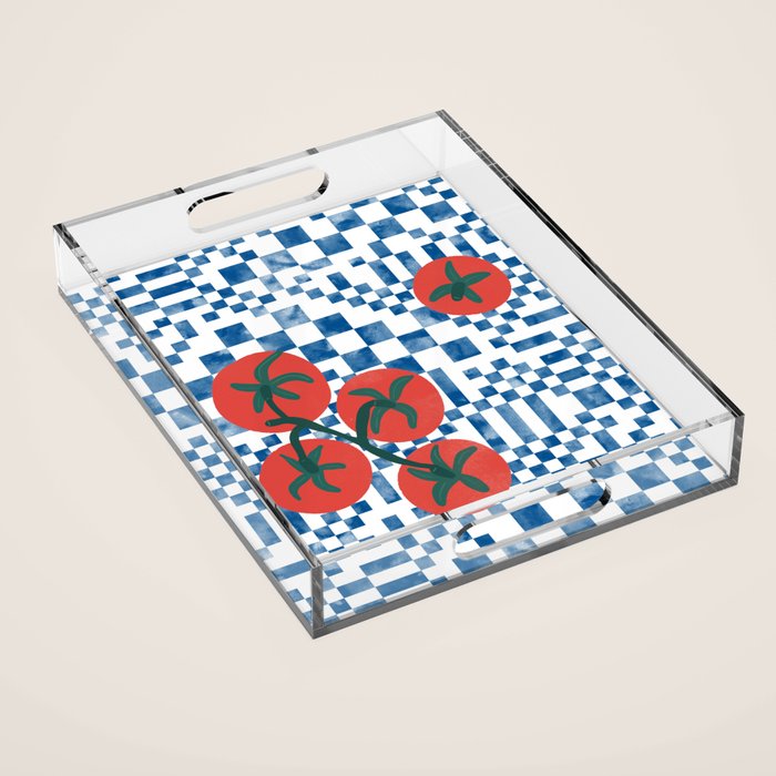 Tomatoes Checkered Grid Acrylic Tray Gallery Image 1