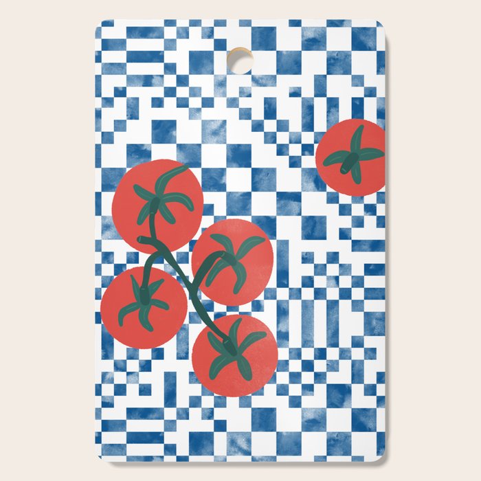 Tomatoes Checkered Grid Cutting Board Gallery Image 1