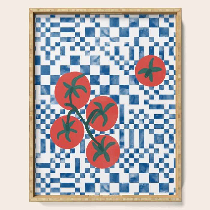 Tomatoes Checkered Grid Serving Tray Gallery Image 1