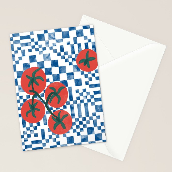 Tomatoes Checkered Grid Stationery Card Gallery Image 2