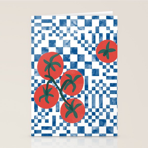 Tomatoes Checkered Grid Stationery Card Gallery Image 2