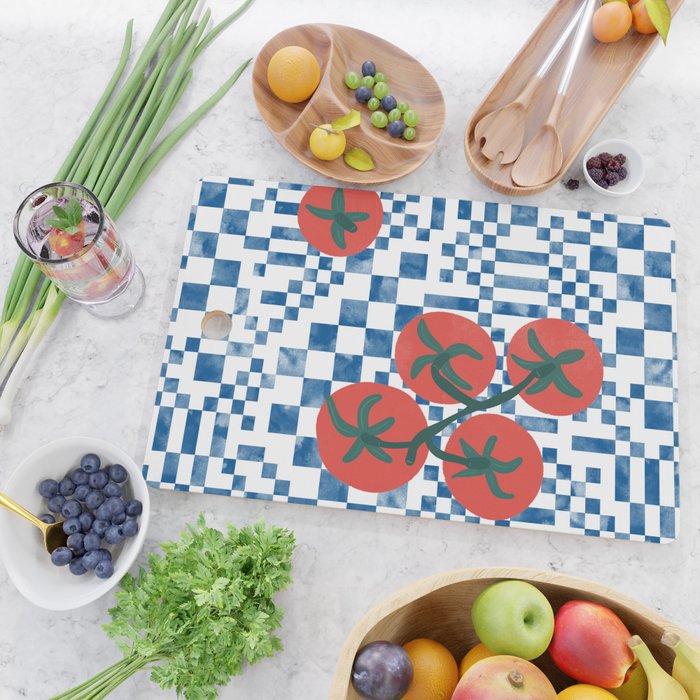 Tomatoes Checkered Grid Cutting Board Gallery Image 2