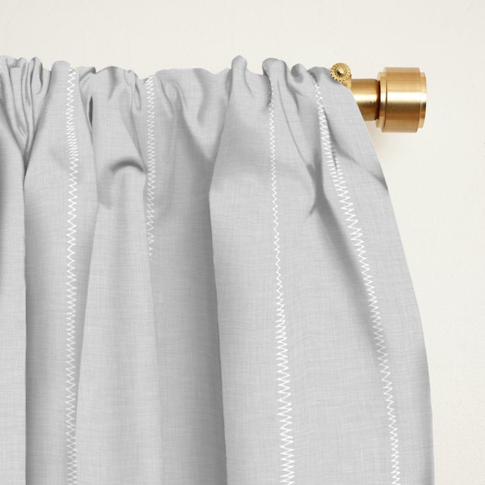 French Grey Linen Stripe Window Curtain Gallery Image 2