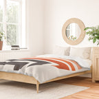 Burnt Sienna Circle Round Framed Mid Century Modern Aztec Geometric Pattern Maze Duvet Cover Gallery Image 2