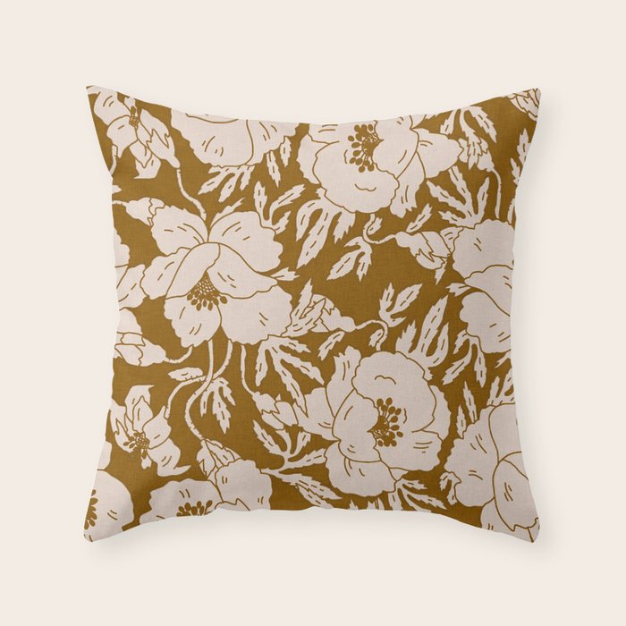 INDRA POPPY OCHRE Throw Pillow Gallery Image 1