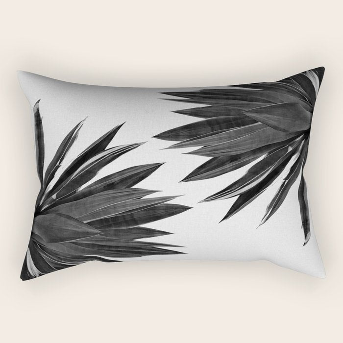 Agave Cactus Black & White Rectangular Pillow Gallery Image 2