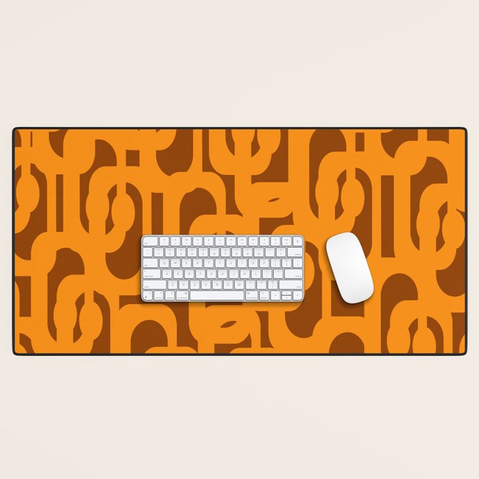 Mid Century Modern Loops Retro 70s Light Brown and Light Orange Pattern Desk Mat Gallery Image 1