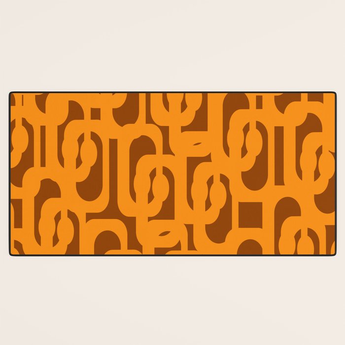 Mid Century Modern Loops Retro 70s Light Brown and Light Orange Pattern Desk Mat Gallery Image 3