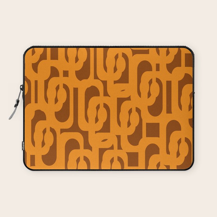 Mid Century Modern Loops Retro 70s Light Brown and Light Orange Pattern Laptop Sleeve Gallery Image 1