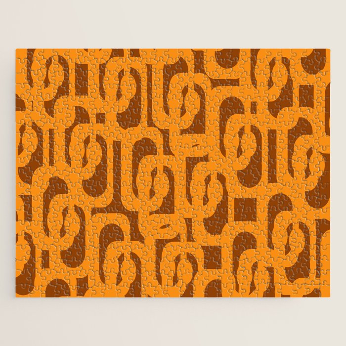 Mid Century Modern Loops Retro 70s Light Brown and Light Orange Pattern Jigsaw Puzzle Gallery Image 1