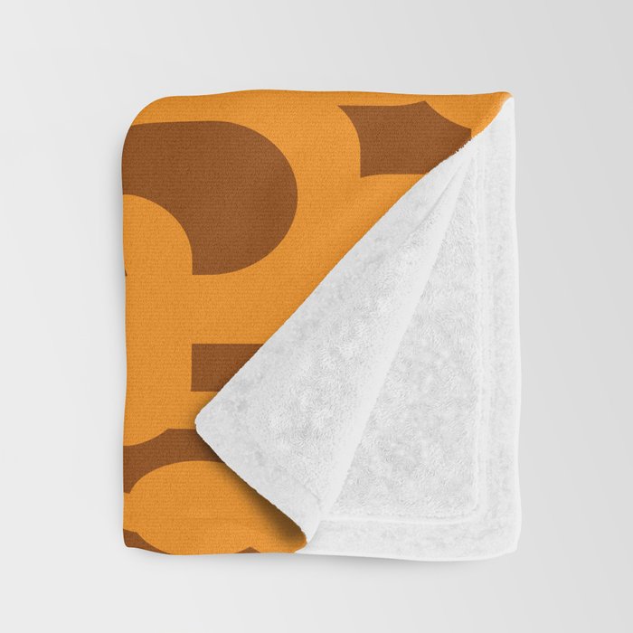 Mid Century Modern Loops Retro 70s Light Brown and Light Orange Pattern Throw Blanket Gallery Image 3