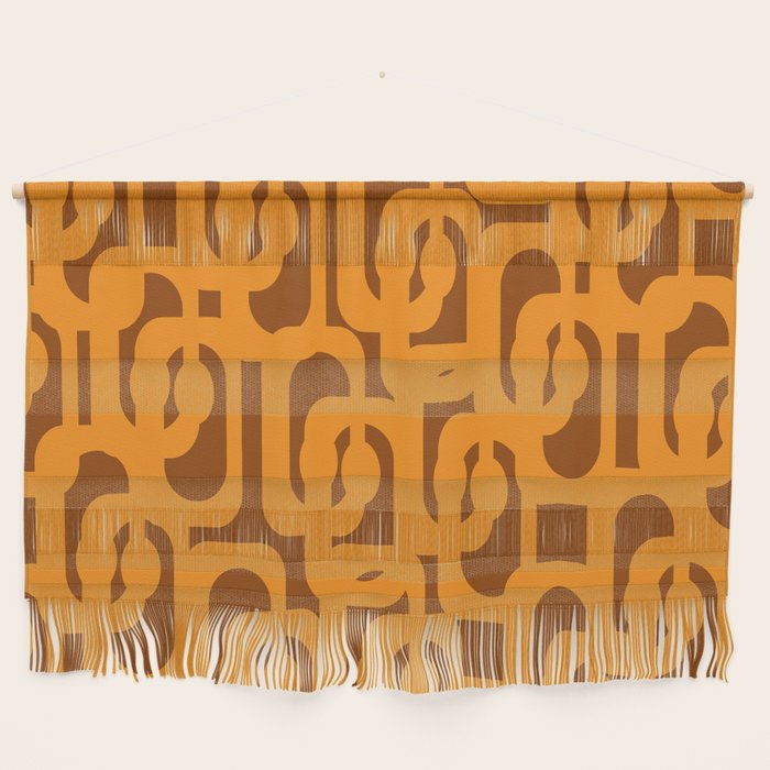 Mid Century Modern Loops Retro 70s Light Brown and Light Orange Pattern Wall Hanging Gallery Image 1