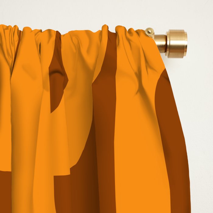 Mid Century Modern Loops Retro 70s Light Brown and Light Orange Pattern Window Curtain Gallery Image 2