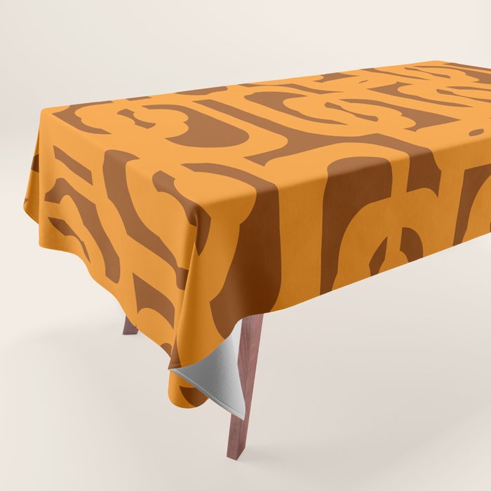 Mid Century Modern Loops Retro 70s Light Brown and Light Orange Pattern Tablecloth Gallery Image 1