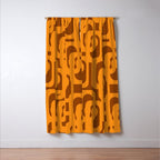 Mid Century Modern Loops Retro 70s Light Brown and Light Orange Pattern Window Curtain Gallery Image 3