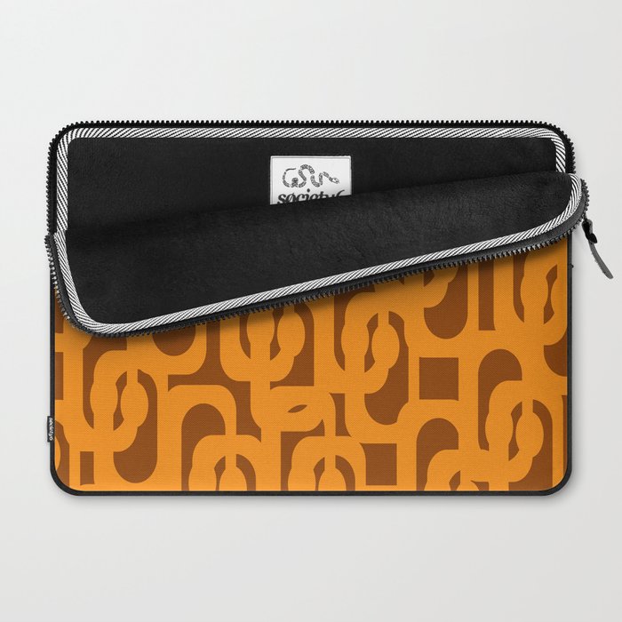 Mid Century Modern Loops Retro 70s Light Brown and Light Orange Pattern Laptop Sleeve Gallery Image 2