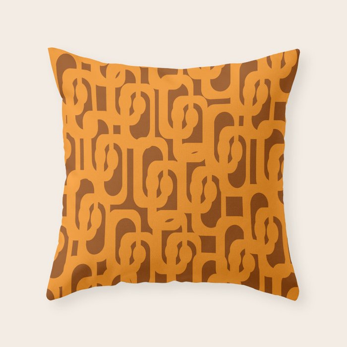Mid Century Modern Loops Retro 70s Light Brown and Light Orange Pattern Throw Pillow Gallery Image 6