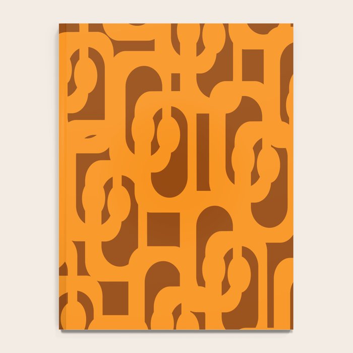 Mid Century Modern Loops Retro 70s Light Brown and Light Orange Pattern Notebook Gallery Image 4
