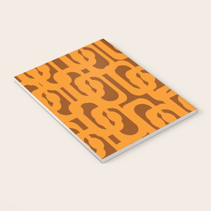 Mid Century Modern Loops Retro 70s Light Brown and Light Orange Pattern Notebook Gallery Image 3