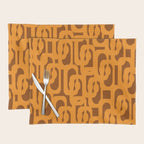 Mid Century Modern Loops Retro 70s Light Brown and Light Orange Pattern Placemat Gallery Image 1