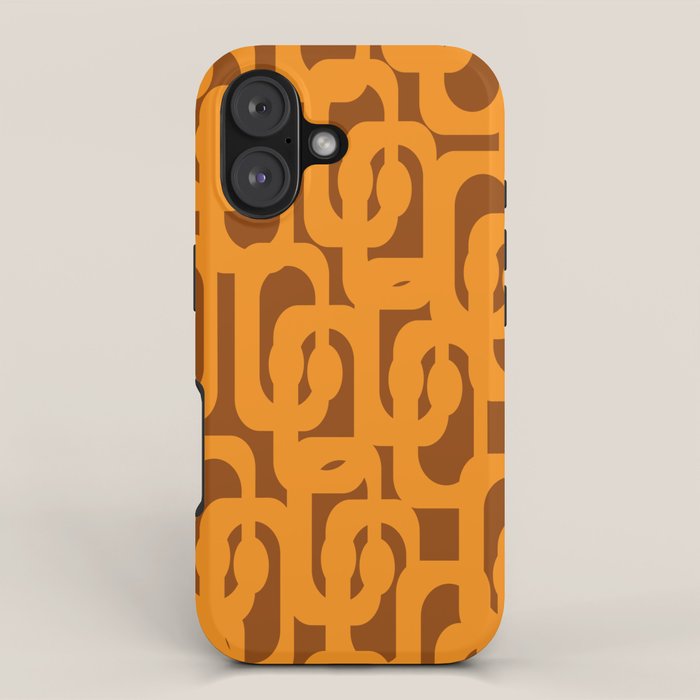 Mid Century Modern Loops Retro 70s Light Brown and Light Orange Pattern iPhone Case Gallery Image 1