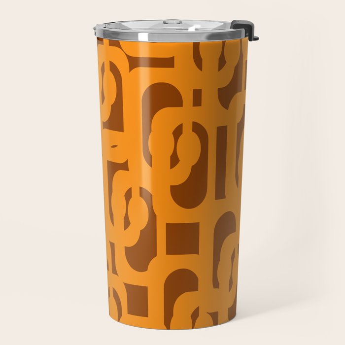Mid Century Modern Loops Retro 70s Light Brown and Light Orange Pattern Travel Mug Gallery Image 2