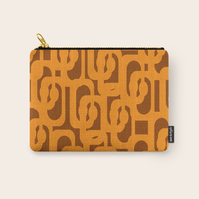 Mid Century Modern Loops Retro 70s Light Brown and Light Orange Pattern Carry All Pouch Gallery Image 1