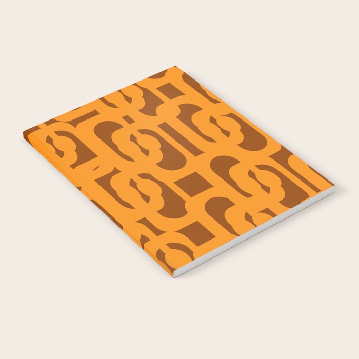 Mid Century Modern Loops Retro 70s Light Brown and Light Orange Pattern Notebook Gallery Image 2