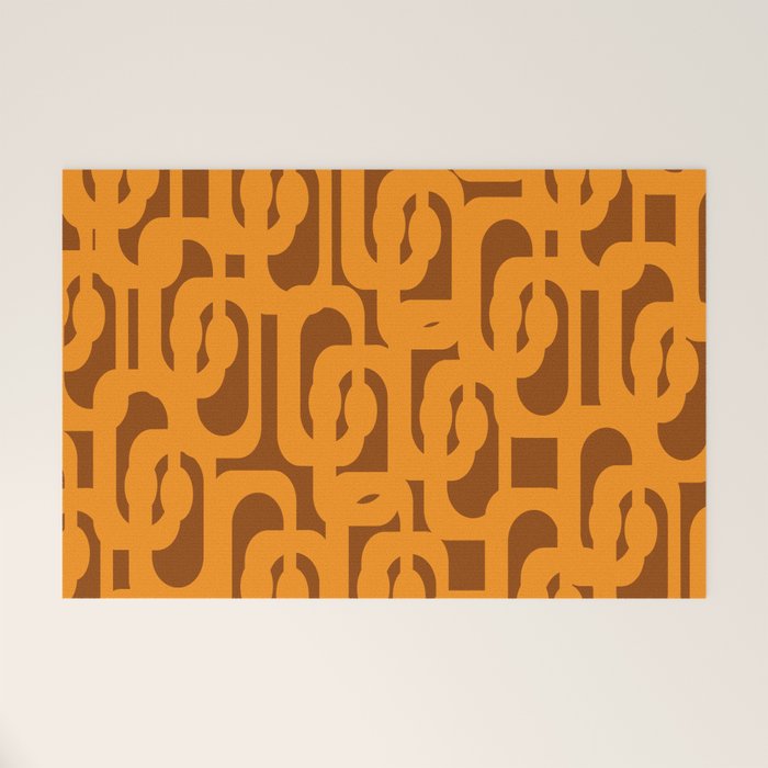 Mid Century Modern Loops Retro 70s Light Brown and Light Orange Pattern Welcome Mat Gallery Image 1