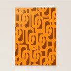 Mid Century Modern Loops Retro 70s Light Brown and Light Orange Pattern Stationery Card Gallery Image 2
