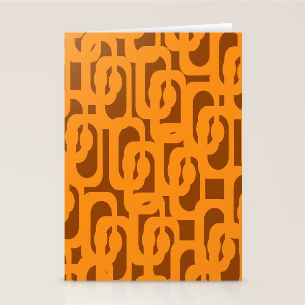 Mid Century Modern Loops Retro 70s Light Brown and Light Orange Pattern Stationery Card Gallery Image 2