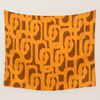 Mid Century Modern Loops Retro 70s Light Brown and Light Orange Pattern Wall Tapestry Gallery Image 4