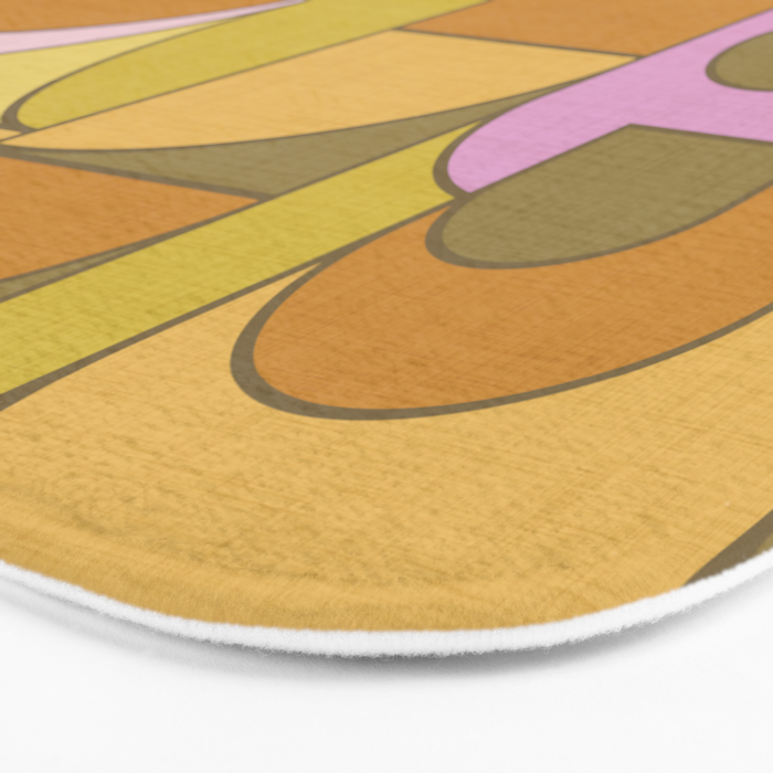 Abstract Bauhaus Shapes pink gold and olive green Bath Mat Gallery Image 3