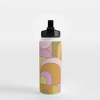 Abstract Bauhaus Shapes pink gold and olive green Water Bottle Gallery Image 2