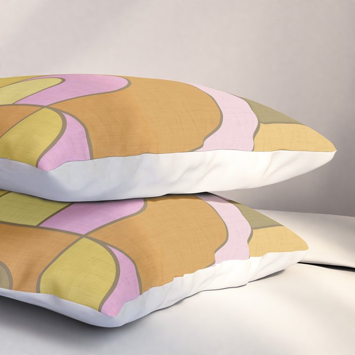 Abstract Bauhaus Shapes pink gold and olive green Pillow Sham Gallery Image 3