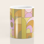 Abstract Bauhaus Shapes pink gold and olive green Coffee Mug Gallery Image 4