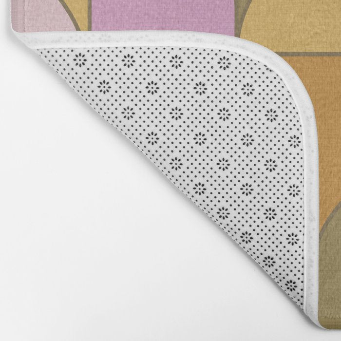 Abstract Bauhaus Shapes pink gold and olive green Bath Mat Gallery Image 2