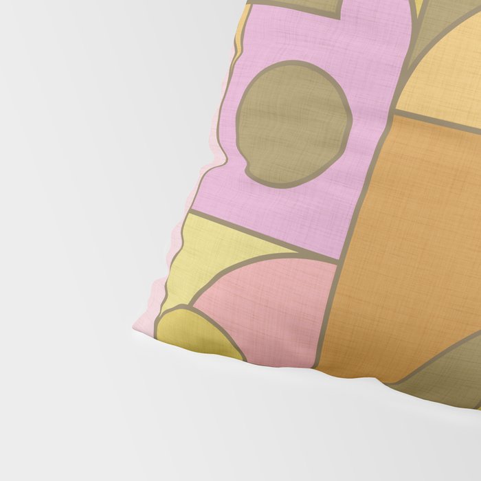 Abstract Bauhaus Shapes pink gold and olive green Pillow Sham Gallery Image 4