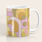 Abstract Bauhaus Shapes pink gold and olive green Coffee Mug Gallery Image 1