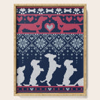 Fair Isle Knitting Doxie Love // navy blue background white and red dachshunds dogs bones paws and hearts Serving Tray Gallery Image 1