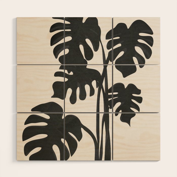 Monstera Line Wood Wall Art Gallery Image 1