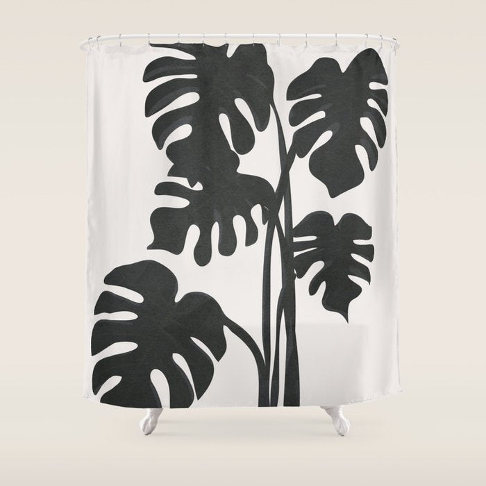 Monstera Line Shower Curtain Gallery Image 1