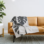 Monstera Line Throw Blanket Gallery Image 1