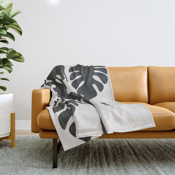 Monstera Line Throw Blanket Gallery Image 1