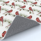 Christmas Red Cardinal Bird and Pine Watercolor Rug Gallery Image 4