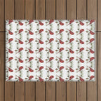 Christmas Red Cardinal Bird and Pine Watercolor Outdoor Rug Gallery Image 1