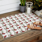 Christmas Red Cardinal Bird and Pine Watercolor Outdoor Rug Gallery Image 2