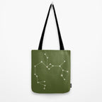 Sagittarius Zodiac Star Constellation Line Art Olive Green Tote Bag Gallery Image 2