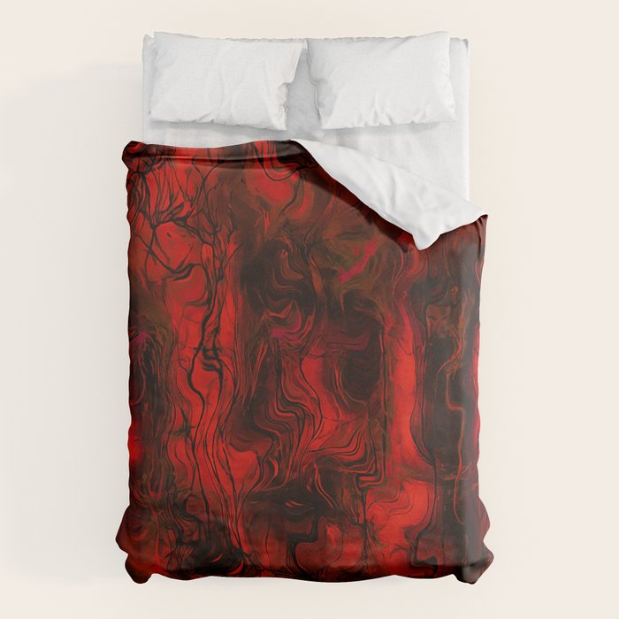 Nervous Energy Grungy Abstract Art  Red And Black Duvet Cover Gallery Image 1